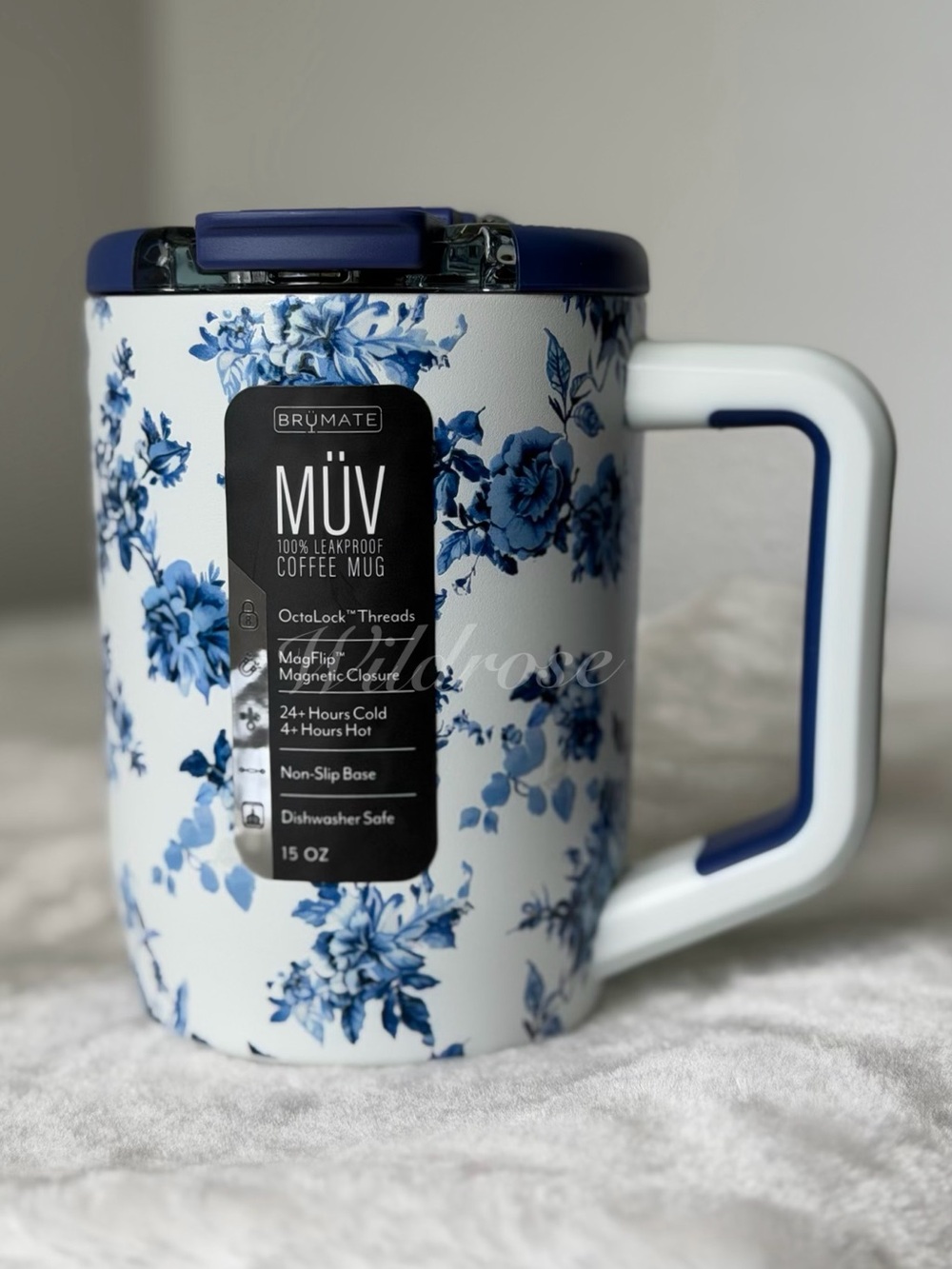 BrüMate Limited Edition Amalfi Collection SORRENTO Blue Rose floral MUV 15OZ